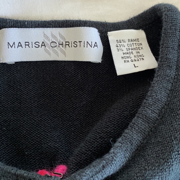 Ladies sweater. Black long sleeve with floral accents - Picture 2 of 4